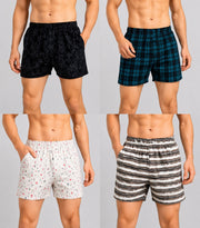Premium Men's Cotton Boxers – Pack of 4 FREE SIZE